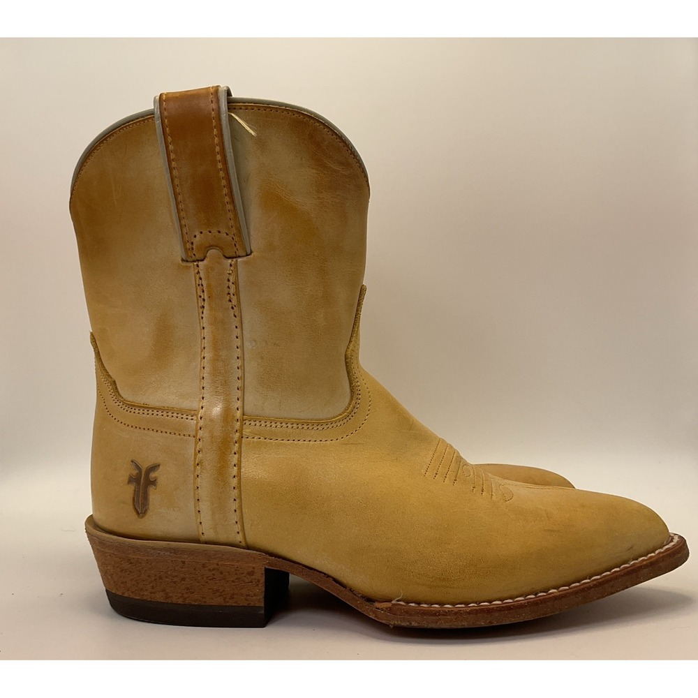 Frye Billy Short Western Cowboy Ankle Boot Leather Light Tan Women's Size 6